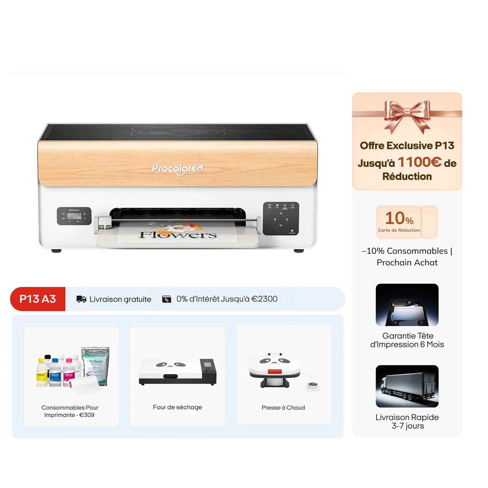 Imprimante DTF Procolored P13 13" A3 XP600 & Ensemble complet