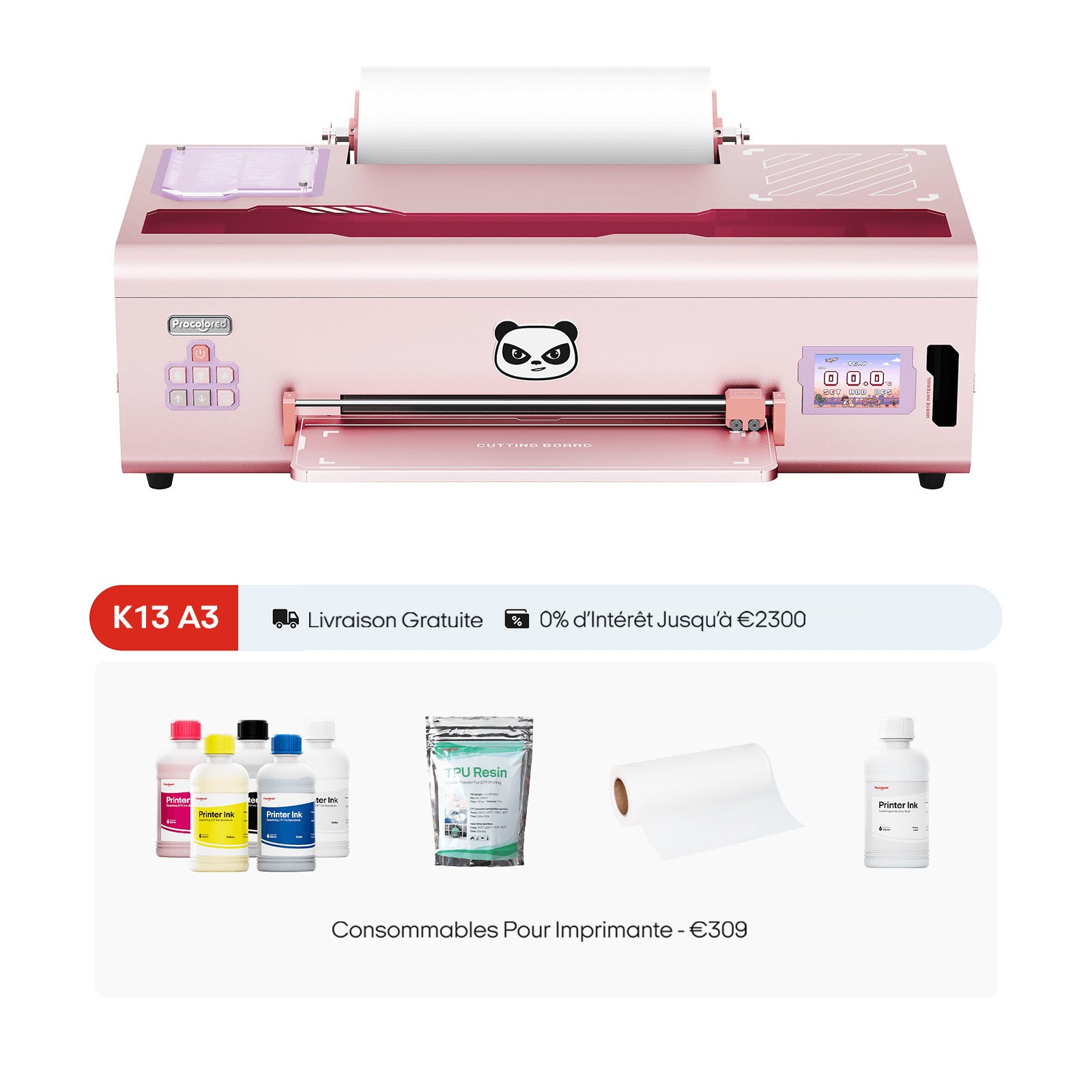 Imprimante DTF K13 13" A3 - Rose