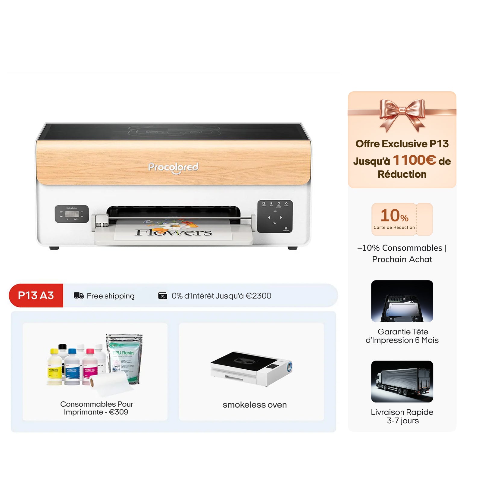 Imprimante DTF Procolored P13 13" A3 XP600 & Four Premium