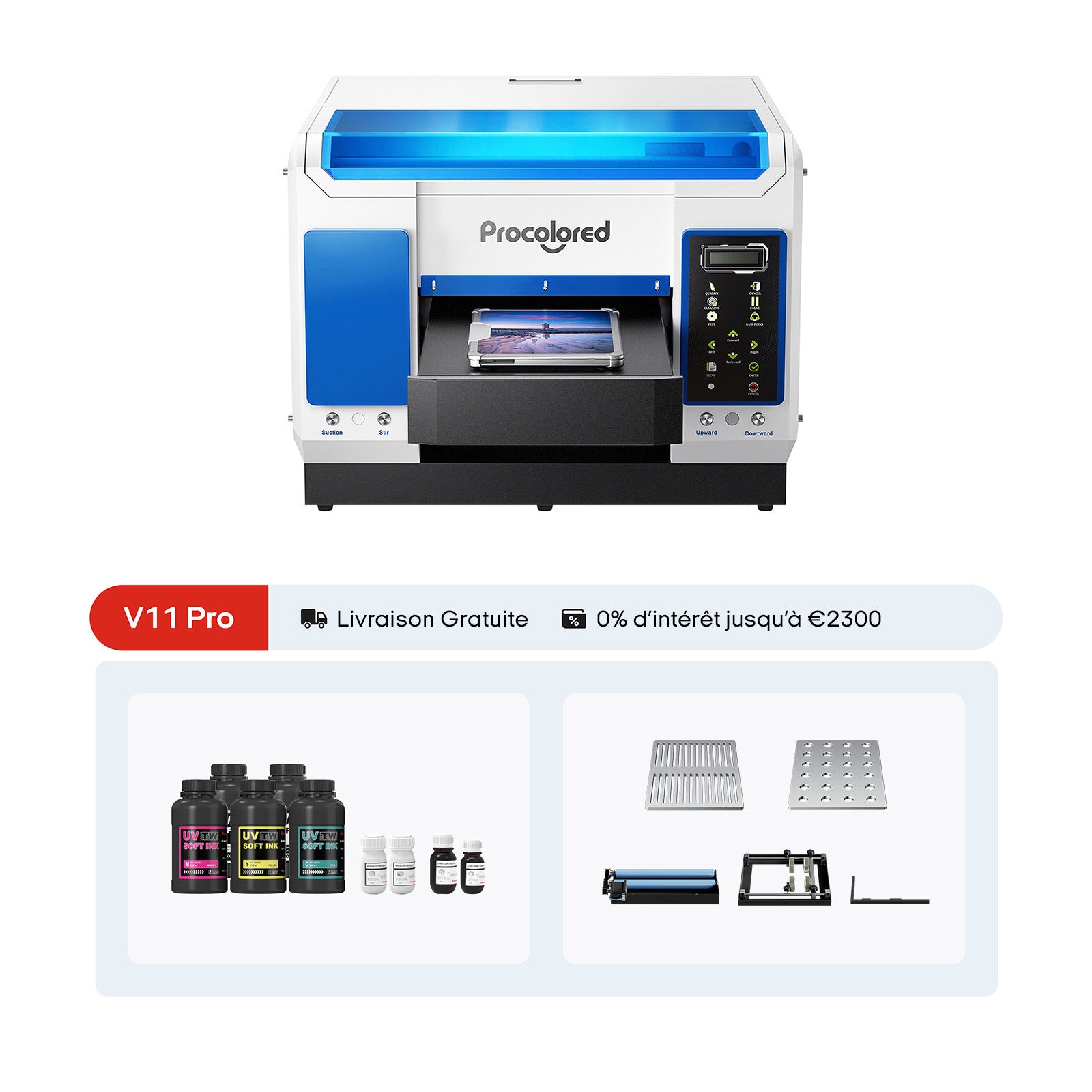 Imprimante UV Procolored V11 Pro 11.4" A3 Dual TX800 & Gabarits